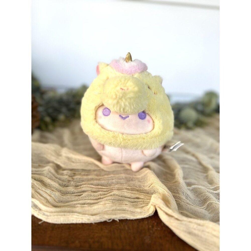 7”‎ Yellow Unicorn Super Soft Plush Pink Kawaii Round Plush Hang Good Collection